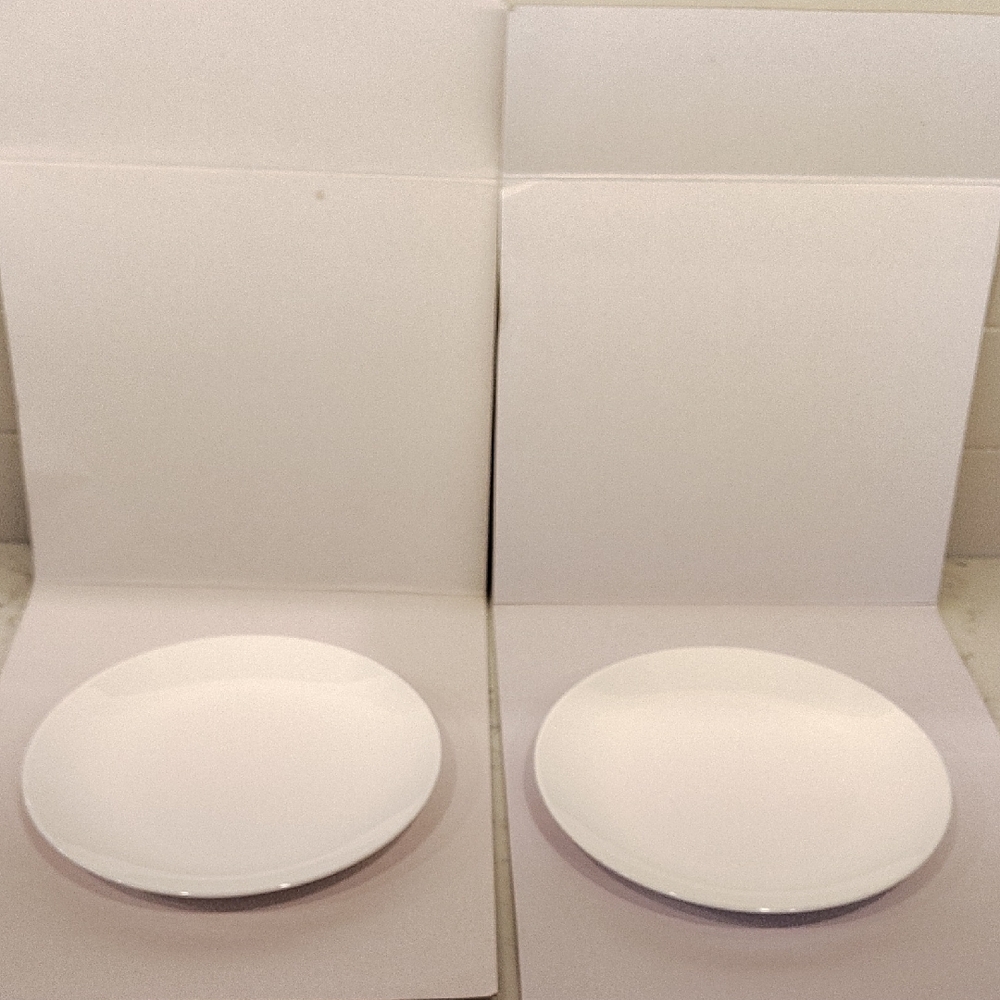 Small Dinner Salad Plates Hotel Collection White Bone China - Set of 2